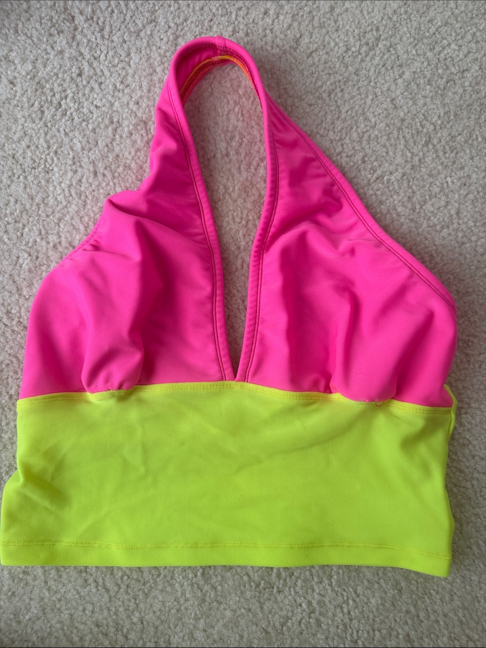 Adult Small Bills Jo Clothing Co Neon Pink and Yellow' Halter Dance Top